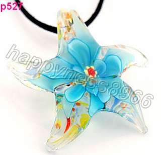 Starfish flower Murano Lampwork Pendant Necklace p0527  