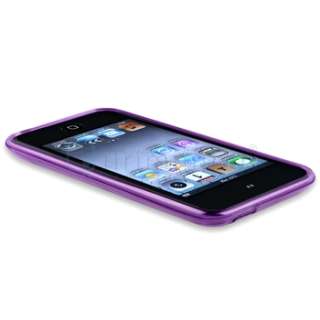 Stylus Pen+Purple Flower Butterfly Skin Case Cover For iPod touch 4 