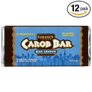 Goldies Premium Carob Bars, Rice Crunch, 3 Ounce Bars (Pack of 12 