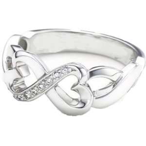 Tiffany Inspired Sterling Silver Double Loving Heart Ring w/CZ Size 9 