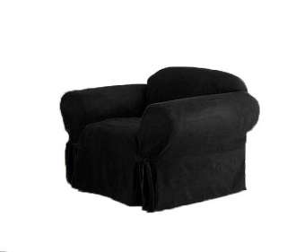 SOFT MICRO SUEDE COUCH CHAIR SLIP COVER BLACK NEW F12810  