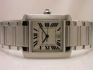 CARTIER TANK FRANCAISE LARGE STEEL MENS WATCH STYLE# W51002Q3  