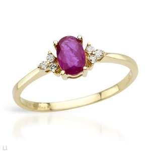  Ring With 0.74ctw Precious Stones   Genuine Clean Diamonds and Ruby 