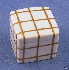 Handpainted French Chamart Gold Limoge Cube Trinket Box  