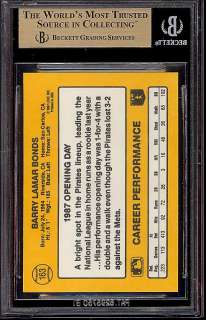 1987 Donruss Opening Day Barry Bonds JOHNNY RAY ERROR RC ROOKIE BGS 9 