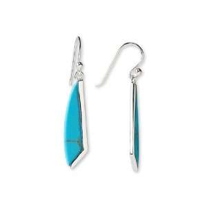    Sterling Silver & Blue  Sharp Inlay Earrings