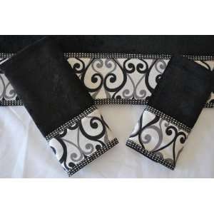  Sherry Kline Abingdon Black 3 piece Decorative Towels 