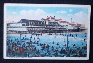 1920s Beach Bathing Surf Building Galveston TX Postcard  