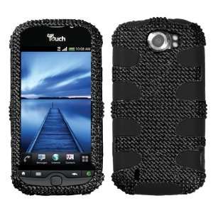 4G Slide Black Full Diamond Bling Black Fishbone Phone Protector Cover 