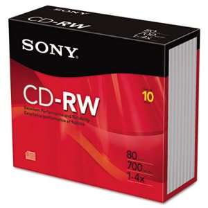  Sony CD RW Rewritable Disc SON10CDRW700R Electronics