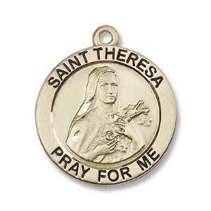 Gold Filled St. Theresa Medal Pendant The Little Flower Charm with 24 