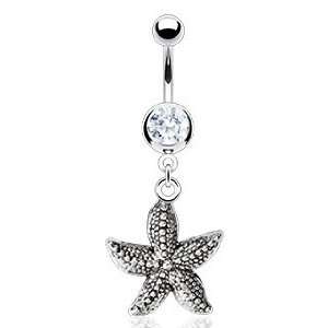 Dangling Vintage Inspired Casted Starfish Sexy Belly Button Navel Ring 