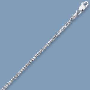 Round Wheat Woven Chain Necklace 14K White Gold 1.5mm  