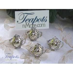  Silver Plated Teapot Napkin Ring Set of 4 Kitchen 