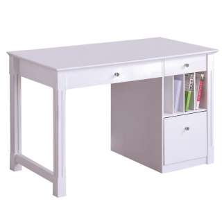 New 48 Deluxe Wood Storage Desk With File Drawer White  