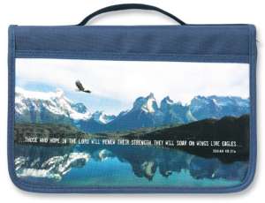 Inspiration Eagle Bible Cover Navy Printed Canvas Large Zondervan 