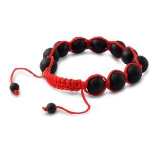  Matte Onyx & Red String Shamballa Bracelet 12MM Jewelry
