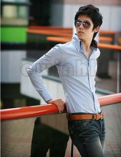 Slim Fit Stylish Mens Casual Long Dress Shirts 4 color 4 size 1601F53 
