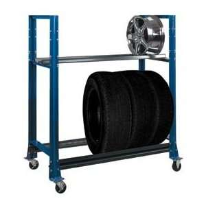  2 Tier Tire Cart  54 3/4w X 25 5/8d X 62h Monaco Blue 