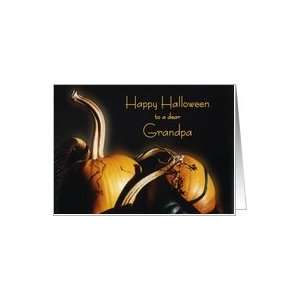 Happy Halloween grandpa, Orange pumpkins in basket with shadows and 