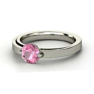    Pinch Ring, Round Pink Tourmaline Sterling Silver Ring Jewelry