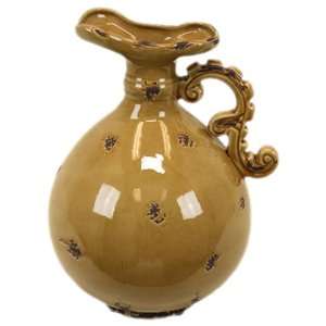   86037 Dark Yellow Ceramic Vase with Antique Distress