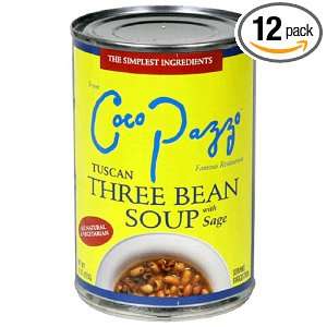Coco Pazzo Tuscan Three Bean Soup, 15 Ounces (Pack of 12)  