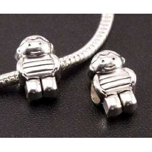  Boy Antique Silver Charm Bead for Bracelet or Necklace 