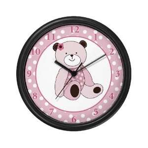  Pink Teddy Bear Nursery Wall Art Clock