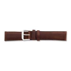   Brown Sierra Leather Silver tone Buckle Watch Band Size 14 Jewelry