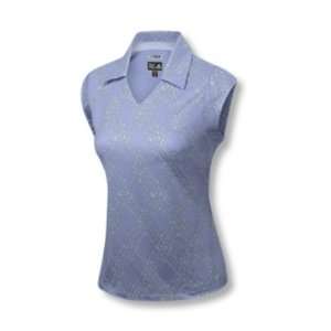   Diamond Print Cap Sleeve Golf Polo Shirt   Periwinkle/Lilac   258990