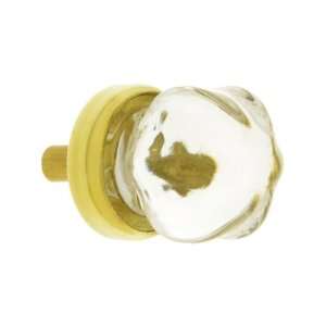  Small Victorian Style Clear Glass Cabinet Knob With Brass 