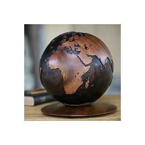  NOVICA Wood world globe, Historian